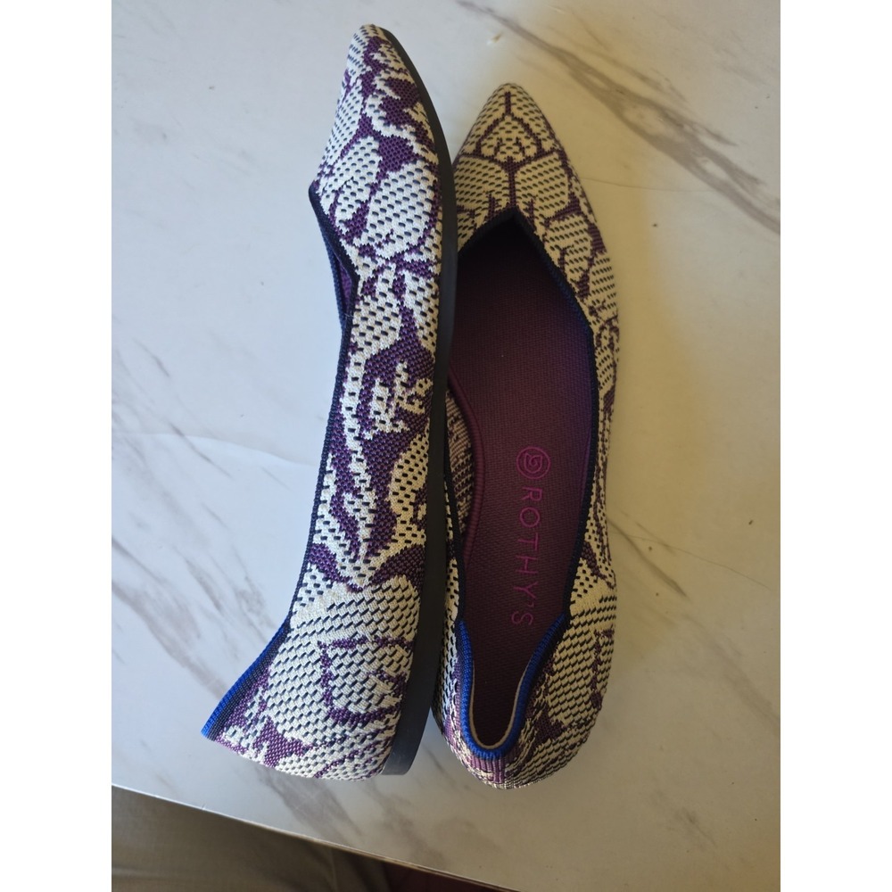 Rothys The Flat Pointed Toe Floral Wisteria Violet Purple Shoes Women's Sz 11 - Picture 3 of 6
